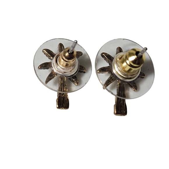 Elegant Gold Tone Palm Tree Clear Crystal Stud Earrings Fashion Jewelry Women - Picture 3 of 4